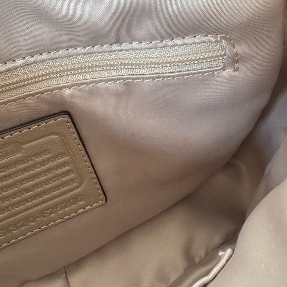 Coach Metallic Beige Leather Taylor Flap Bag - Picture 12 of 13